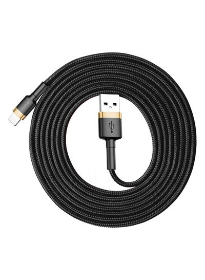 Buy USB to Lightning Charging Cable Cafule Nylon Braided High-Density Quick Charge Compatible for iPhone 13 12 11 Pro Max Mini XS X 8 7 6 5 SE iPad (3 Meter) Gold/Black in Egypt