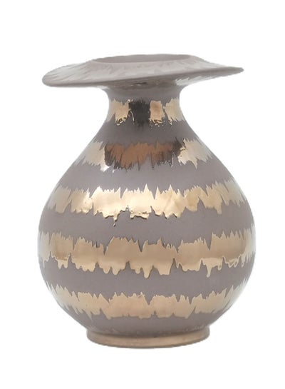 Buy Metallic Glaze Ceramic Vase Unique Luxury Quality Material For The Perfect Stylish Home N13-033 Metallic/Grey 29.5 x 38cm in Saudi Arabia