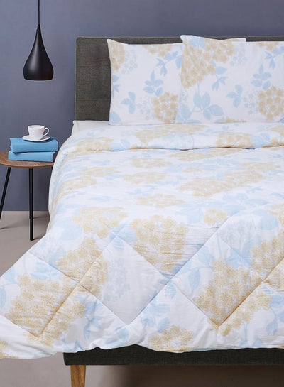 Buy Comforter Set With Pillow Cover 50X75 Cm, Comforter 160X220 Cm - For Queen Size Mattress - White/Blue 100% Cotton Percale - Sleep Well Lightweight And Warm Bed Linen White/Blue Double in UAE