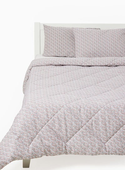 Buy Comforter Set King Size All Season Everyday Use Bedding Set 100% Cotton 3 Pieces 1 Comforter 2 Pillow Covers  White/Grey/Light Pink Cotton White/Grey/Light Pink in Saudi Arabia