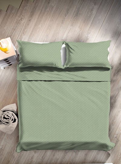 اشتري Duvet Cover Set- With 1 Duvet Cover 160X200 Cm And 2 Pillow Cover 50X75 Cm - For Twin Size Mattress - Geometry Green 100% Cotton Percale 144 Thread Count Cotton Geometry Green Twin في السعودية