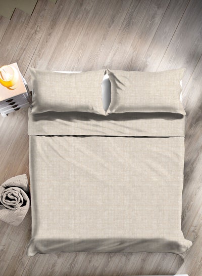 Buy Duvet Cover Set- With 1 Duvet Cover 160X200 Cm And 2 Pillow Cover 50X75 Cm - For Twin Size Mattress - Eva Beige 100% Cotton Percale 144 Thread Count Cotton Eva Beige Twin in UAE