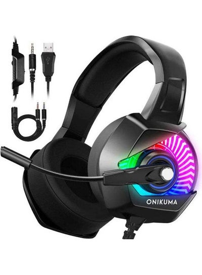 Buy K6 RGB Colour Changeable Gaming Headset with Stereo Surround Sound, Noise-Canceling Microphone, (Black) in Egypt