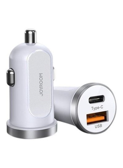 Buy C-A08 Mini Dual-Port 30W Smart Car Charger White in Egypt