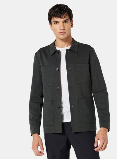 Buy Slim Fit Shacket Dark Green in UAE