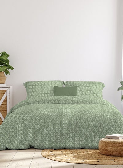 اشتري Comforter Set Queen Size All Season Everyday Use Bedding Set 100% Cotton 3 Pieces 1 Comforter 2 Pillow Covers  Asparagus Green Cotton Asparagus Green 160 x 220cm في الامارات