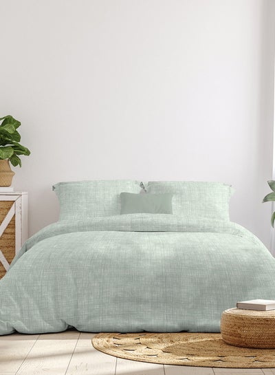 اشتري Comforter Set King Size All Season Everyday Use Bedding Set 100% Cotton 3 Pieces 1 Comforter 2 Pillow Covers  Sage Green Cotton Sage Green 240 x 260cm في السعودية