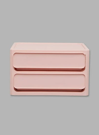 Buy 2-Drawer Storage and Makeup Organizer Pink in UAE