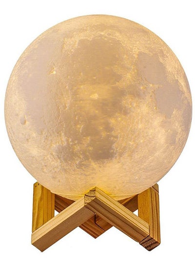 Buy LED Moon Lamp With Remote And Touch Control White/Brown 15X15X15cm in UAE