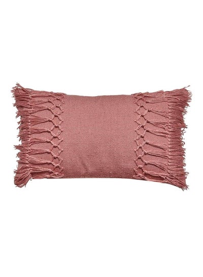 Buy Decorative Cushion - 100% Cotton Cover Microfiber Infill - Fringes Embroidery Bedroom Or Living Room Decoration Elderberry 30 x 45cm in Saudi Arabia