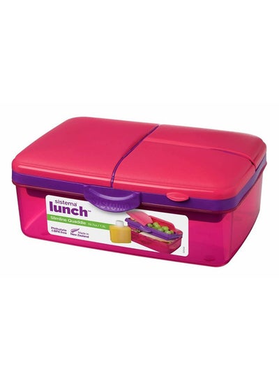 Buy Plastic Slimline Quaddie Lunch Box Pink in UAE