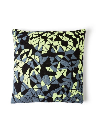 Buy Decorative Cushion - 100% Cotton Cover Microfiber Infill - Embroidery Bedroom Or Living Room Decoration Blue 45 x 45cm in UAE
