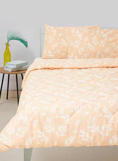 اشتري Comforter Set King Size All Season Everyday Use Bedding Set 100% Cotton 3 Pieces 1 Comforter 2 Pillow Covers  Peach Cotton Peach في الامارات