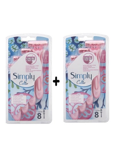 اشتري Two Packs Simply Razor Set 8-Piece Pink في السعودية