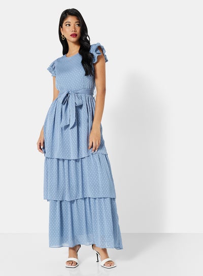 Buy Tiered Ruffle Dress Blue in Egypt