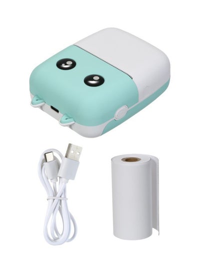 Buy Wireless Pocket Printer With Printing Paper Roll And Charging Cable Blue/White in UAE