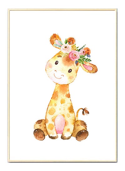 Buy Giraffe Printed Long lasting Canvas Painting Orange/Pink/Brown 57 x 71 x 4.5cm in Saudi Arabia