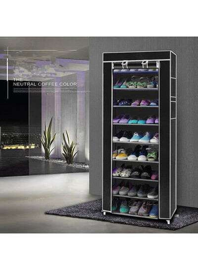 Buy Shoe Rack 9 Shelves Black 160x60x30cm in UAE