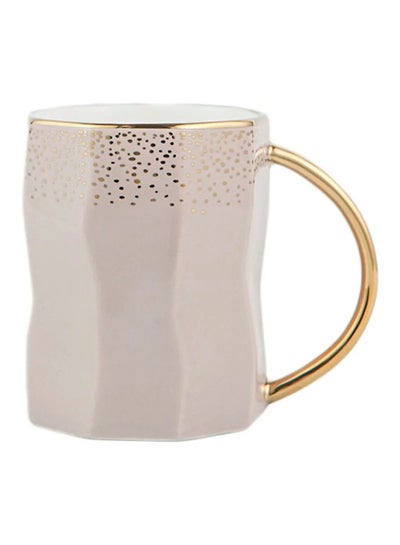 Buy Irregular Ceramic Mug Beige/Gold in UAE