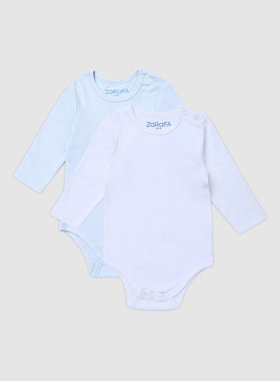 Buy Round Neck Long Sleeve Bodysuit Aqua in UAE