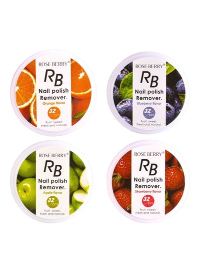 اشتري 128-Piece Flavor Nail Polish Remover Fresh And Natural Orange / Blueberry / Apple / Strawberry في السعودية