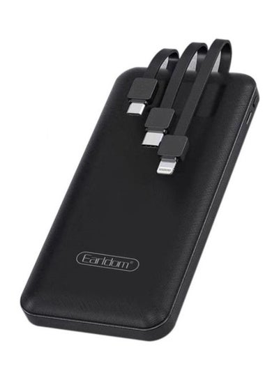 Buy 10000.0 mAh Power Bank with 3 Wire In-Built Charging Cable And LCD Display Black in UAE