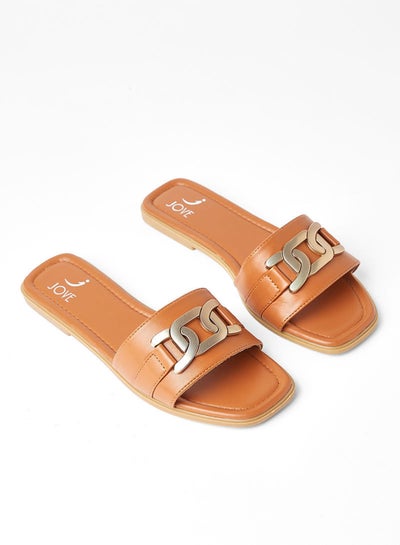 Buy Stylish Comfortable Flat Sandals Tan in Saudi Arabia