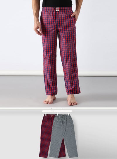 Buy 2 Pack Lounge Pants Sets Red/Grey in UAE