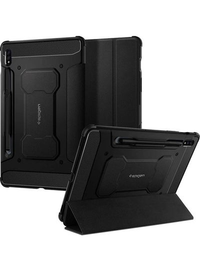 Buy Rugged Armor PRO Case Cover for Samsung Galaxy Tab S8 (2022) / Tab S7 (2020) With S Pen Holder - Black in UAE