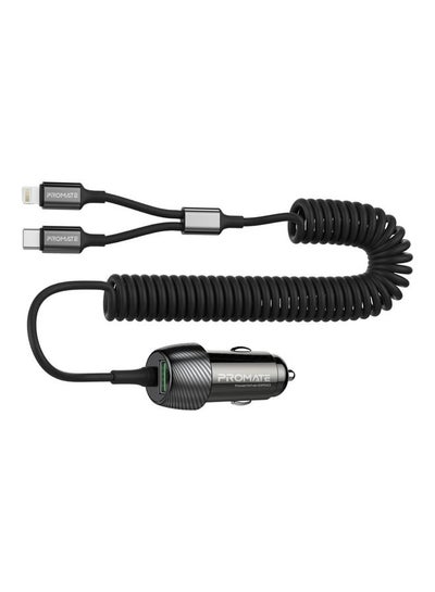 Buy 33W Car Charger with Lightning Connector And USB-C Cable Black in UAE