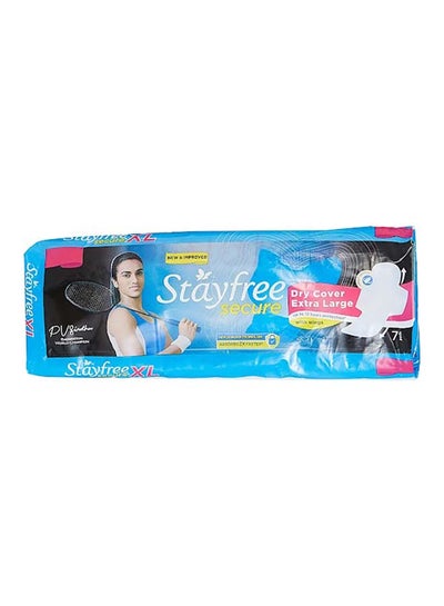 Buy Secure Dry Sanitary Napkin With Wings, 7 Piece White XL in UAE