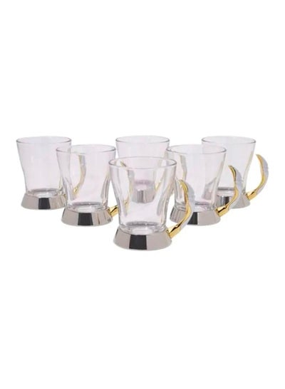 Buy 6-Piece Malaika Gold Tea Mug Set Clear/Gold in UAE