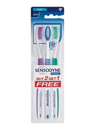 Buy 3-Piece Toothbrush Set Multicolour in UAE