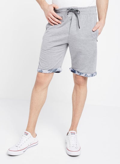 Buy Tie-Dye Rolled Hem Shorts Light Grey in Saudi Arabia