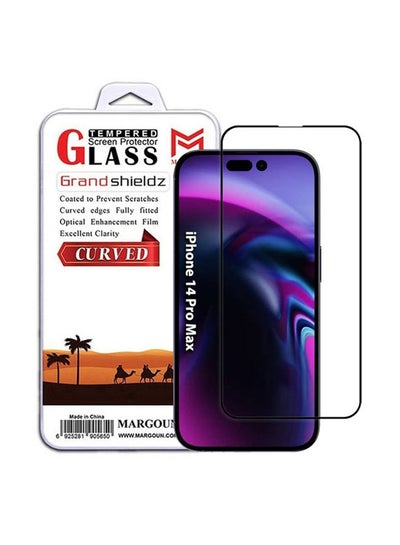 اشتري Apple iPhone 14 Pro Max Screen Protector Anti-Scratch Tempered Glass Clear HD Edge to Edge Full Coverage 9H Case Friendly Film 6.7 Inch Clear/Black في الامارات