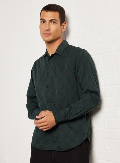 All Over Motif Burnout Shirt Green price in UAE, Noon UAE