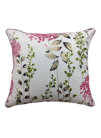 Buy HOME TOWN 100% Polyester Printed Cushion Cover With Filler White/Pink/Green 40x40cm in UAE
