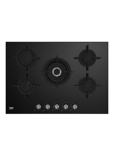 اشتري Built-in Gas Hob 75cm - Crystal 4 Burners + 1 Wok - HILW 75222 S Black في مصر