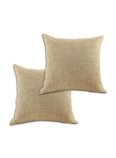 Buy 2-Piece Decorative Cushion Beige 25x25cm in Saudi Arabia