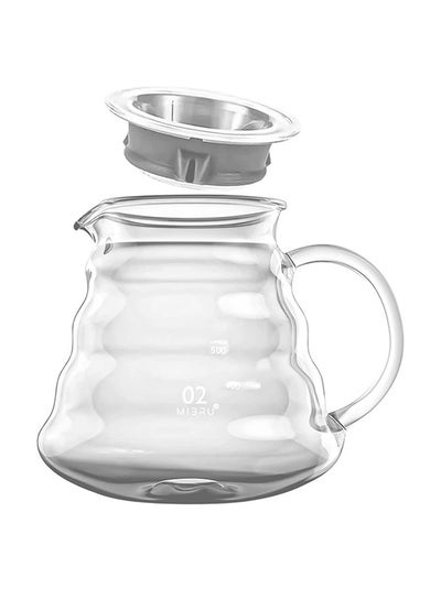 Buy V60 Coffee Server Heat Resistant Glass Pot Pour Over Coffee Tea Server Kettle Coffee Maker Clear 600ml in Saudi Arabia