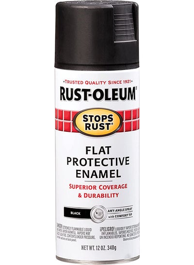 Buy Rust-Oleum 7776830 Stops Rust Enamel Spray Paint, 12 Oz Black Enamel in UAE