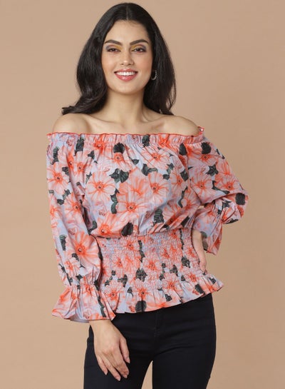 Buy Floral Printed Top pink multicolor in Saudi Arabia