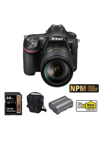 Buy Nikon D850 DSLR Camera With 24-120mm F/4 Lens + EN-EL15B  Battery + Case + 64 GB Card + Nikon Premium Membership + 5 X Nikon School Black in UAE