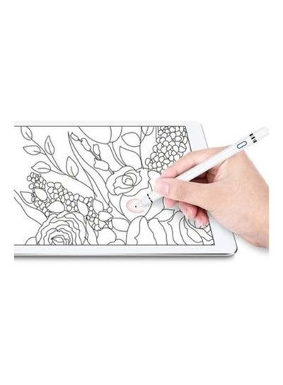 Buy Stylus Capacitive Touch Pencil With LED Indicator White in UAE