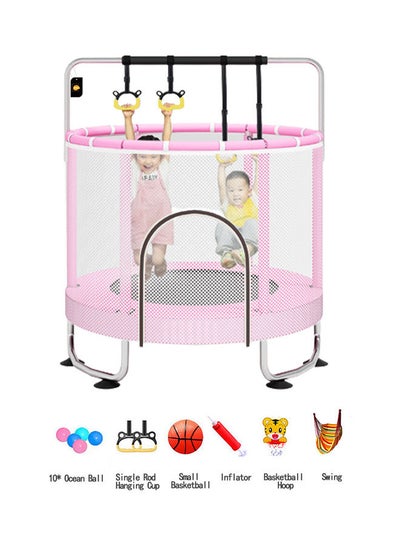 Buy Children's Indoor Home With Guard Net With Horizontal Bar Bouncing Bed Trampoline with Safety Enclosure Net Outdoor in UAE