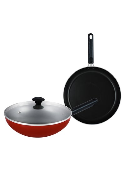 Buy Classique Value Pack Frypan + Wok Red/Black/Clear 28+26cm in UAE