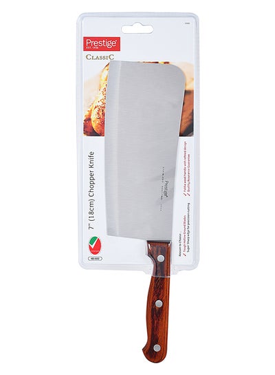 Buy Chopper Knife Stainless Steel Silver/Brown 18cm in UAE