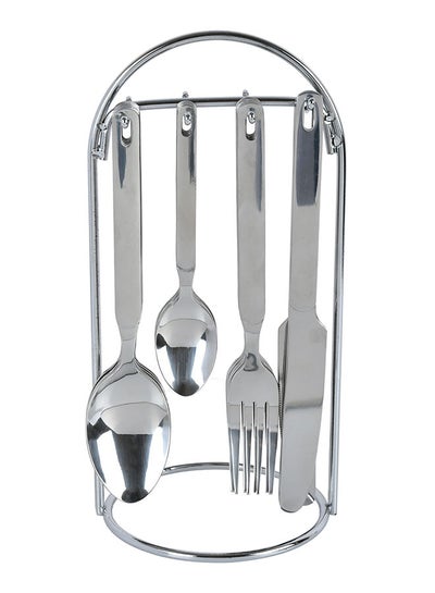 Buy 24-Piece Stainless Steel Cutlery Set Silver 24x13cm in UAE