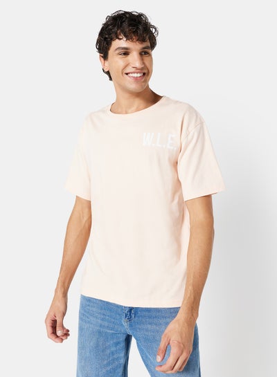 Buy Eco-Friendly Logo Oversized Crew T-Shirt Peach in UAE