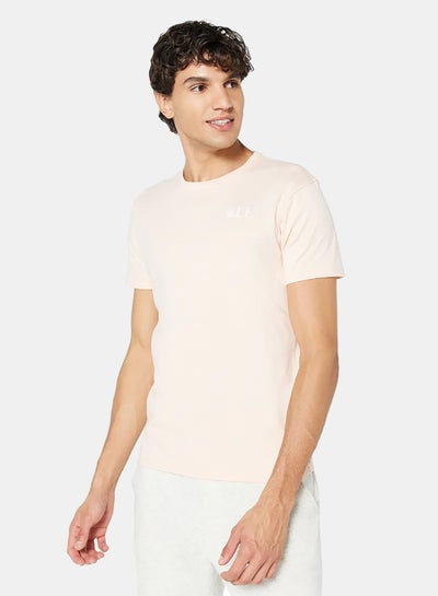 اشتري Eco-Friendly Logo Essential Crew T-Shirt Peach في الامارات